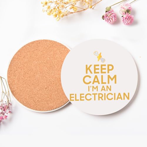 Sous-verres céramique absorbants 108mm avec impression haute définition Keep Calm Electricien - 4