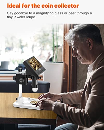 Elikliv Edm4 4.3" Coin Microscope, Lcd Digital Microscope 1000X, Coin Magnifier With 8 Adjustable Led Lights, Pc View, Windows Compatible(Black) #TOP6