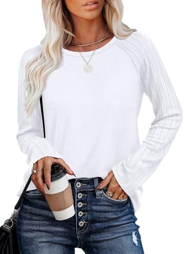 Image of OFEEFAN Long Sleeve Shirts for Womens Fall Fashion 2026 Crewneck Oversized Sweatshirt Tunic Tops to Wear with Leggings