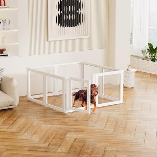 Citylife 8-TLG Welpenauslauf 60cm hoch, Hundelaufstall faltbar mit Tür, Hundegehege Wohnung, XXL Laufgitter für Hunde, Katzen, Kaninchen, Kleintiere, rutschfest, Transparent,120LX120WX60HCM