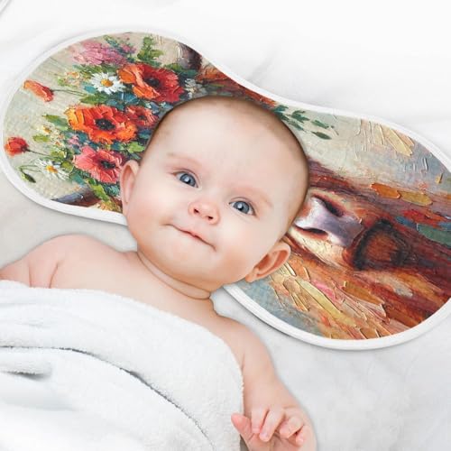 Highland Cow Flower Baby Burp Cloths Muslin Soft Burp Cloth Rags Cotton Burp Clothes Absorbent for Boy Newborn Girl Unisex 1 Pack 22x11 Inches4