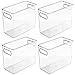 mDesign Tall Modern Stackable Plastic Storage Organizer Bin Basket with Handles for Bathroom Vanity Organization - Shelf, Cubby, Cabinet, or Closet Organizing Decor - Ligne Collection - 4 Pack - Clear