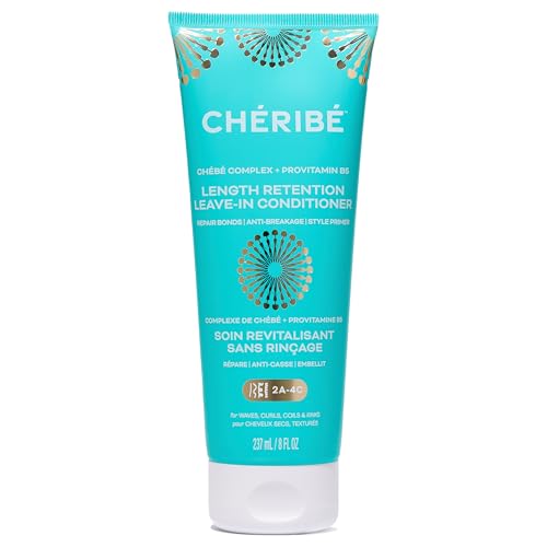 Cheribe Length Retention Leave-In Conditioner with 100% Chebe Complex + Provitamin B5, Anti-Breakage Strengthener & Detangler For All Hair Textures 2A-4C & Porosities, Sulfate-Free, 8 fl oz