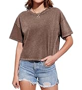 Oversized Vintage Acid Wash T-Shirt For Women - 100% Cotton, Loose Boyfriend Fit, Apricot, Small