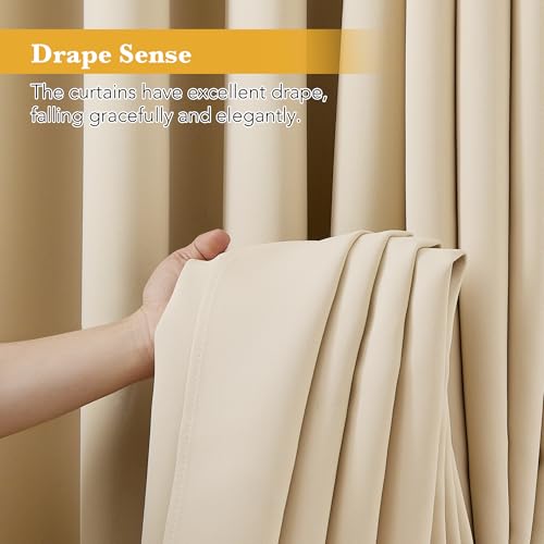 Image of RYB HOME Blackout Thermal Insulated Curtains, Portable Curtain for Sliding Glass Door /Storage /Space Room Divider, Large Window Treatment Room Divider Panel, W80 x L84, Biscotti Beige, 1 Panel