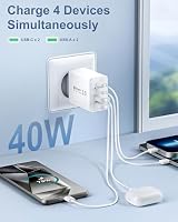 2-Pack USB C Stecker, 40W 4-Ports USB C Ladegerät Mehrfach Netzteil USBC Fast Charger PD Power Adapter Ladestecker Schnellladegerät für iPhone 17 16 15 14 13 12 11 Pro Max Plus, iPad, Samsung – Ansicht 3
