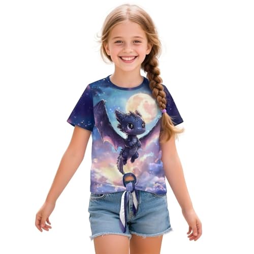 DISNIMO Girls Casual Clothes Short-Sleeve T-Shirt Tie Knot Front Tunic Tee Tops