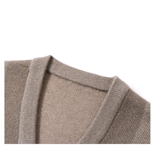 Men Business Casual Sweater Striped Warm V-Neck Sweater Cardigan with Single-Breasted Buttons3