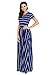 HOTAPEI Womens Formal Short Sleeve Maxi Dress Summer Casual Loose Long Striped Fashin 2023 Wedding Guest Dresses for Women with Pocket Navy Bue Small