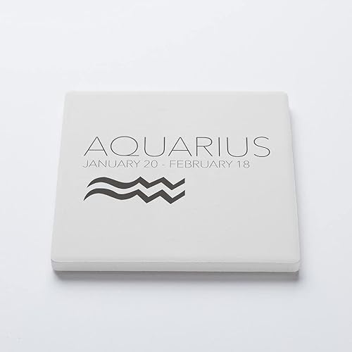 Miniatura 2 de Aquarius Zodiac, Joyride Home Decor - Posavasos de cerámica individual, cuadrado individual de 4 pulgadas, parte trasera de corcho antideslizante,