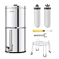 VEVOR Gravity-fed Water Filter System, 2.25G 304 Stainless-Steel Countertop Water Filtration System, Reduces Lead and up to 99% of Chlorine, with 2 Ceramic Carbon Filters, Water Level Spigot, Stand