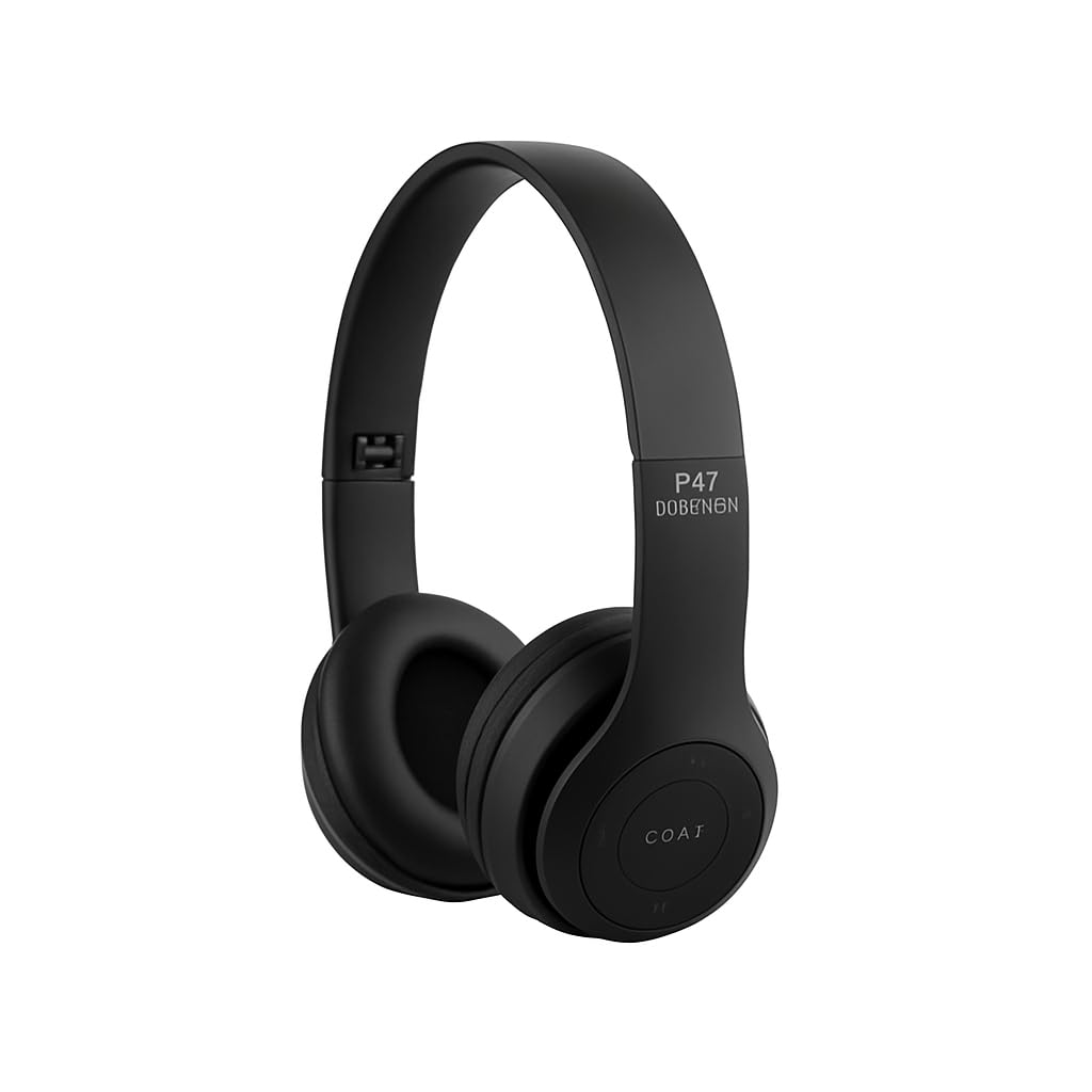 Wireless Headphones P47, Bluetooth Audio Device, Multifunction and foldable (Black)