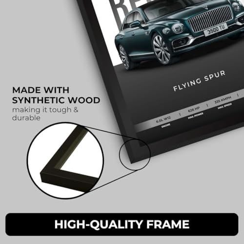 Image of Bentley Flying Spur Poster | Framed A4 Sized (31 x 23 cm) | Bentley Car Posters for Wall, Gift for Boys | Supercar Frames | Poster Sportscar Frame | Car Posters for Wall, Bedroom, Hostel, Study Room, Desk (F 032)