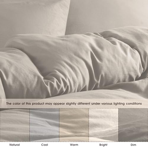 Image of Soft Washed Linen Color Duvet Cover King Size,2 Pillow Shams, No Comforter | Prewashed Microfiber, Button Closure,4 Corner Ties, Ultra Soft, Cotton-Like, All Seasons, King Duvet Cover 104x90 in