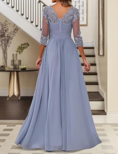 Lace Chiffon Mother of The Bride Dresses Long Applique Mother of The Groom Dresses for Women A Line Wedding Guest Gowns3