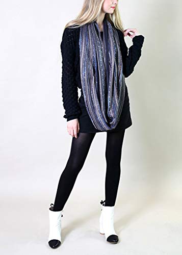 Anika Dali Women's Shimmer Sparkle Infinity Scarf- Festival Boho Bliss Fashion Scarf (Starry Blue) #TOP4