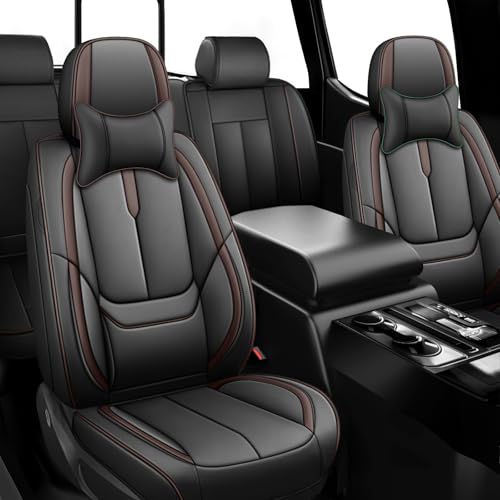 Image of Seat Covers for Chevy Silverado 1500 2007-2026 (Black&Coffee, Luxury 5 Set)