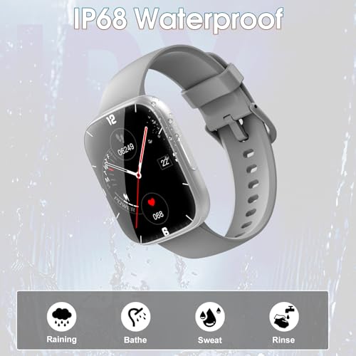 Image of Smart Watches for Men Women, 1.95 inch HD Touchscreen Fitness Tracker with Bluetooth Calls, IP68 Waterproof, 120+ Sport Modes, 7-Day Battery, 24 /7 Heart Rate & Sleep Monitor for Android iOS (Gray)