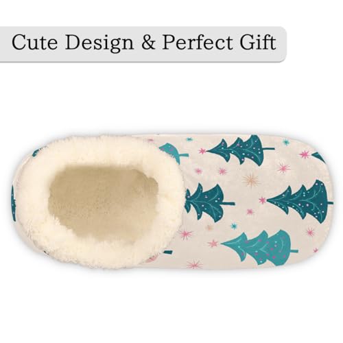 Christmas Trees Green Pink Slippers for Women Slipper Socks Soft Fuzzy House Slippers Shoes for Indoor Bedroom, Winter Cozy Christmas Gifts3