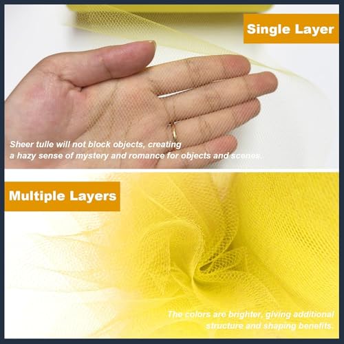 Ableme Deco Tulle Fabric Roll 6 Inches x 100 Yards (15cm x 91m) Tulle for Tutu Skirts Pom Poms Gift Wrapping Baby Shower Wedding Decor (Yellow) - Image 4