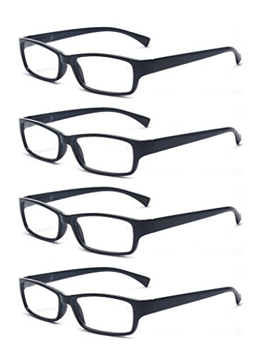Outray Men Or Women 4 Pack Spring Hinges Frame Rectangular Reading Glasses 2.00