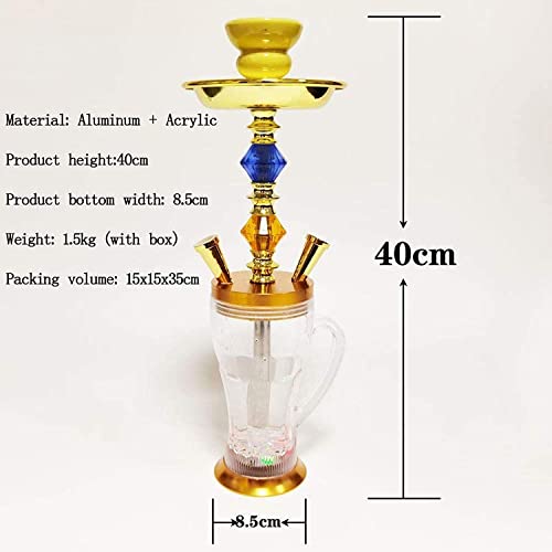 ILYF Huka Kombi-Set mit LED Lichter und Shisha Zubehör Acryl Shisha Glas Set Luxus Rohr, geeignet für Cafés, Wohnungen… – Bild 3