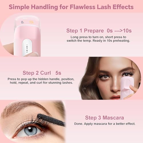 Recourbe-cils chauffant rose électrique rechargeable de voyage avec câble USB de type C - 5