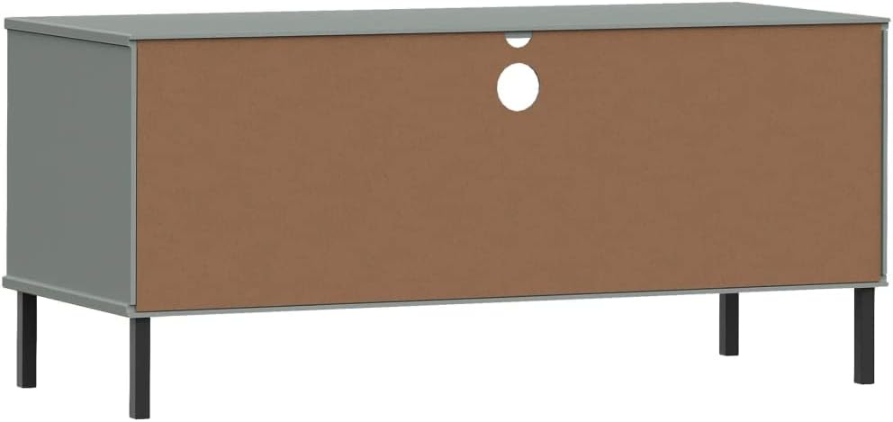 TV Cabinet with Metal Legs GrayOffice TV Stand,Simple TV Stand,Freestanding TV Cabinet,Media Console,Sideboard,for Living Room,Media Room,Gaming Room,Study,Entrance,Solid Wood Pine OSLO