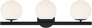 DESIGNERS FOUNTAIN Crown Heights 3 Light Bathroom Vanity Light Fixture, Matte Black, D252C-3B-MB