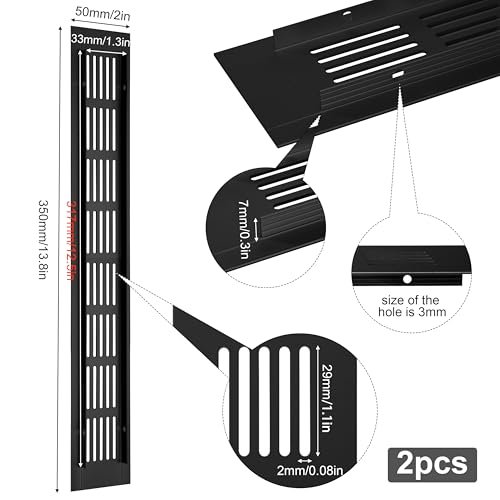 Ventilation Gitter Aluminium Lüftungsgitter Rechteckig Abluftgitter Korrosionsschutz mit Schrauben fur Belüftung von Schränken und Schlafzimmern Schwarz 35 x 5 cm