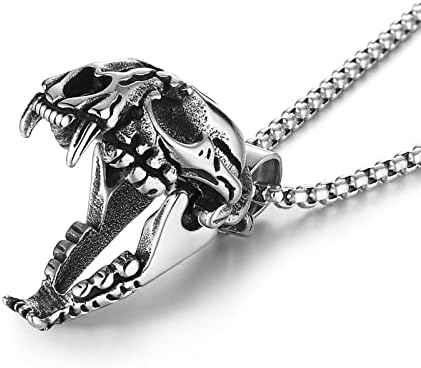HZMAN Men's Punk Pendant Necklace, Gothic Stainless Steel Openabl...