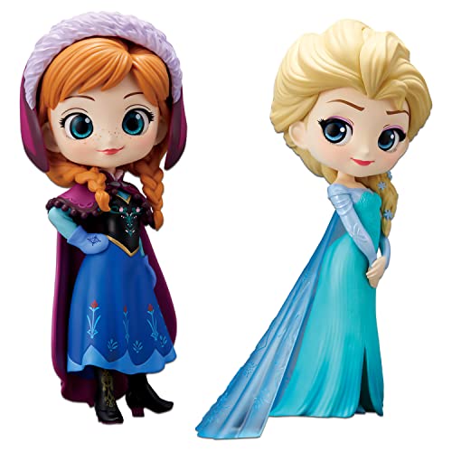 Banpresto - Qposket - Disney Princesses - La reine des neiges - Figurines de collection Anna & Elsa 14cm - 85661