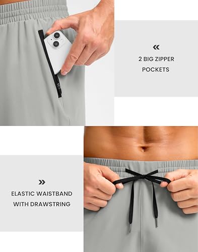 Image of Pudolla Men's Running Gym Shorts with Zipper Pockets 5 inch /7 inch / Lightweight Quick Dry Running Workout Athletic Short