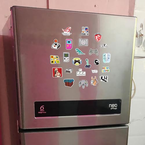 Image of WallDesign Vibrant Gaming Fridge Magnet Set - Unique Designs for Console & PC Gamers, Cute Durable Magnets for Magnetic Surface (Set of 24)