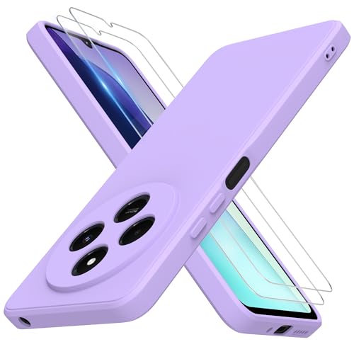 THIYUFUNS Hülle für Xiaomi Redmi 14C 4G Handyhülle mit 2 Stück Schutzfolie TPU Silikon Liquid Silicone Dünne Weiche Stoßfest Case Schutzhülle für Xiaomi Redmi 14C 4G (6.88) - Lila