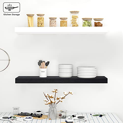 Vervida Black Floating Shelves Set Of 3 X 24 Inches Shelf For Bookshelf, Bedroom, Bathroom, Shelves For Wall Decor, Cats Long Wall Shelf Floating Shelf #TOP6