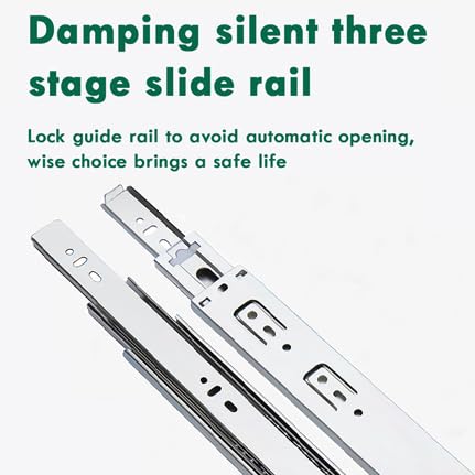 Volo Mild Steel Heavy Duty Telescopic Push to Open Slide/Drawer Slides Ball Bearing 3-Fold Full Extension Side Mount Rail Runners (Silver) (10 Inches) 4