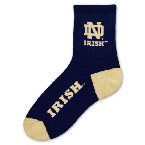 For Bare Feet NCAA Notre Dame Fighting Irish Men's Team Quarter Socks, Large