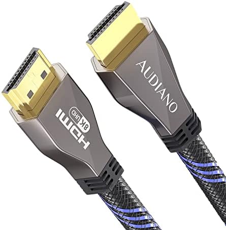AUDIANO 8K HDMI 2.1 Cable, 48 Gbps Ultra High Speed 3D Nylon Braided Cord, Supports 8K 60Hz 4K 120Hz 144Hz, eARC Dolby Vision HDR 10, HDCP 2.2 2.3, Compatible with Roku/PS4/PS5/Blu-ray(6.6ft/2M)