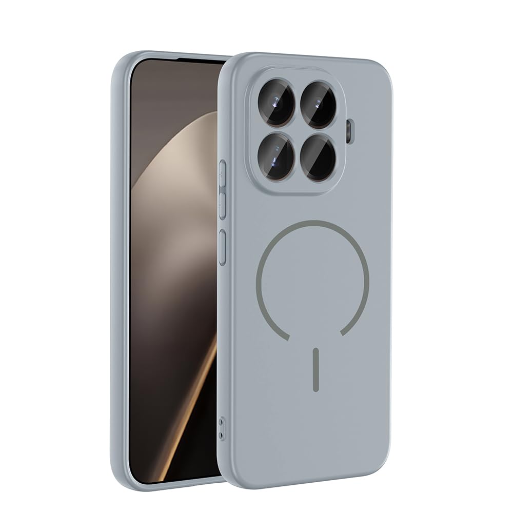 Zore Xiaomi ile uyumlu 15T Pro Kılıf M-safe Şarj Özellikli Zore Meta Kapak Titanyum-Gri