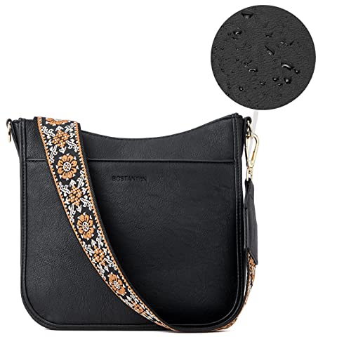Image of BOSTANTEN Crossbody Bags for Women Trendy Vegan Leather Hobo Purses Shoulder Handbags Wide Shoulder Strap