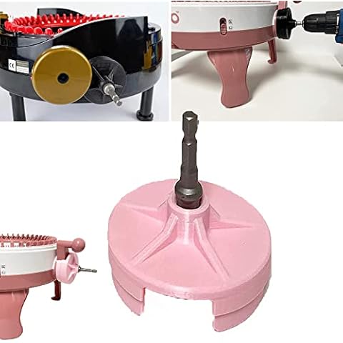 Knitting Machine Adapters, Quick Knit Power Adapter with Hex Steel Bit,Crank Handle Adapter for 22/40/48 Needle Knitting Machine,Knitting Power Adapter for Power Screwdriver Quick Knit Attachment Pink Cover