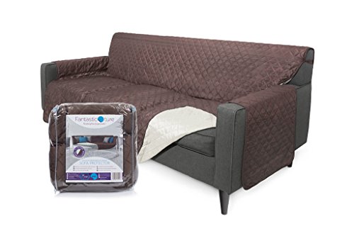 Fantastic-ture Reversible Couch Cover, Protects Sofa from Dogs, Pets, Kids : Machine Washable & Water Resistant Slipcover for Cushion & Armrest - Medium, Seat Width 70