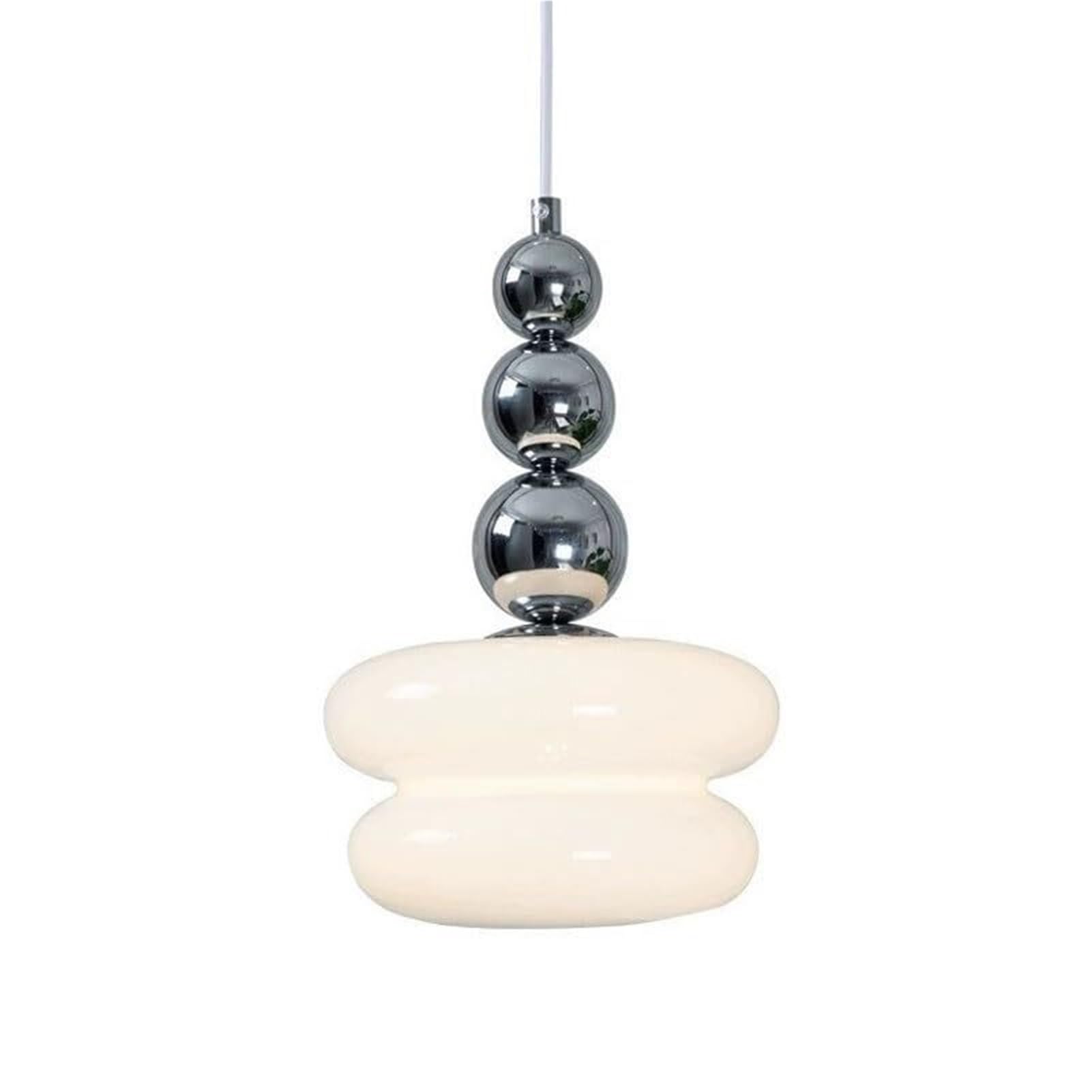 HUAYUSEDF Medieval French Cream Glass Pendant Lamp Chandelier Hanging Lighting Ceiling Fixture for Restaurant Bar Bedroom Bedside