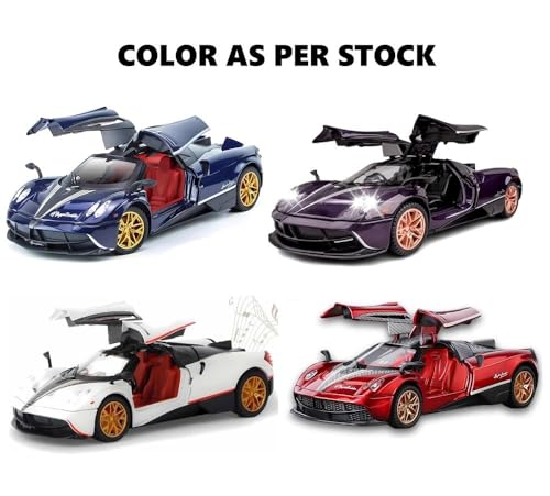 Image of 1:35 Scale Pagani Huayra BC Luxury Supercar Alloy Car Model Diecast Toy Car Model with Sound Light Pull Back Car Toy for Kids - Multi Color