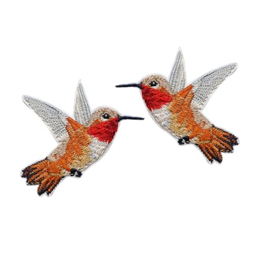 A Pair of Hummingbird Patch, Iron/Sew on Applique Repair Patches, DIY Accessories for Clothing, Jackets, Jeans, Backpacks and Hats (a Pair of Hummingbird)