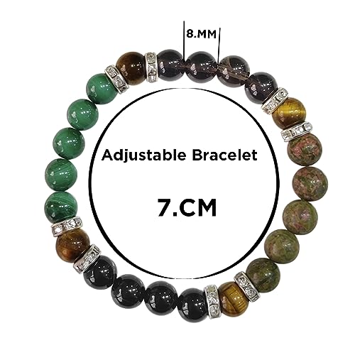 Image of Shubhanjali Crystal Elastic 8mm Stretch Customized Bracelet for Men and Women-(Standard,Multicolor)