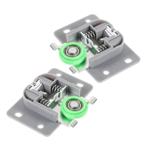 DEARMAMY Rodillos para Puertas Corredizas de Armarios 2 Piezas, Ruedas Pequeñas Cojinetes para Puertas de Cocina y Armario, Herrajes Resistentes Mecanismo Antidescarrilamiento para Uso
