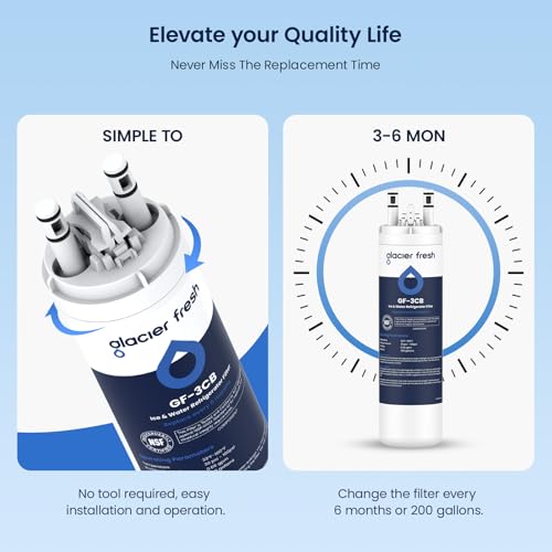 Image of GLACIER FRESH WF3CB Refrigerator Water Filter Replacement for PureSource 3, 706465, WF425, PS3412266, AP4567491, 242017800 Refrigerator Water Filter, Pack of 1
