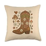 Taurus Earth Boot Retro Zodiac Cowgirl Design Throw Pillow